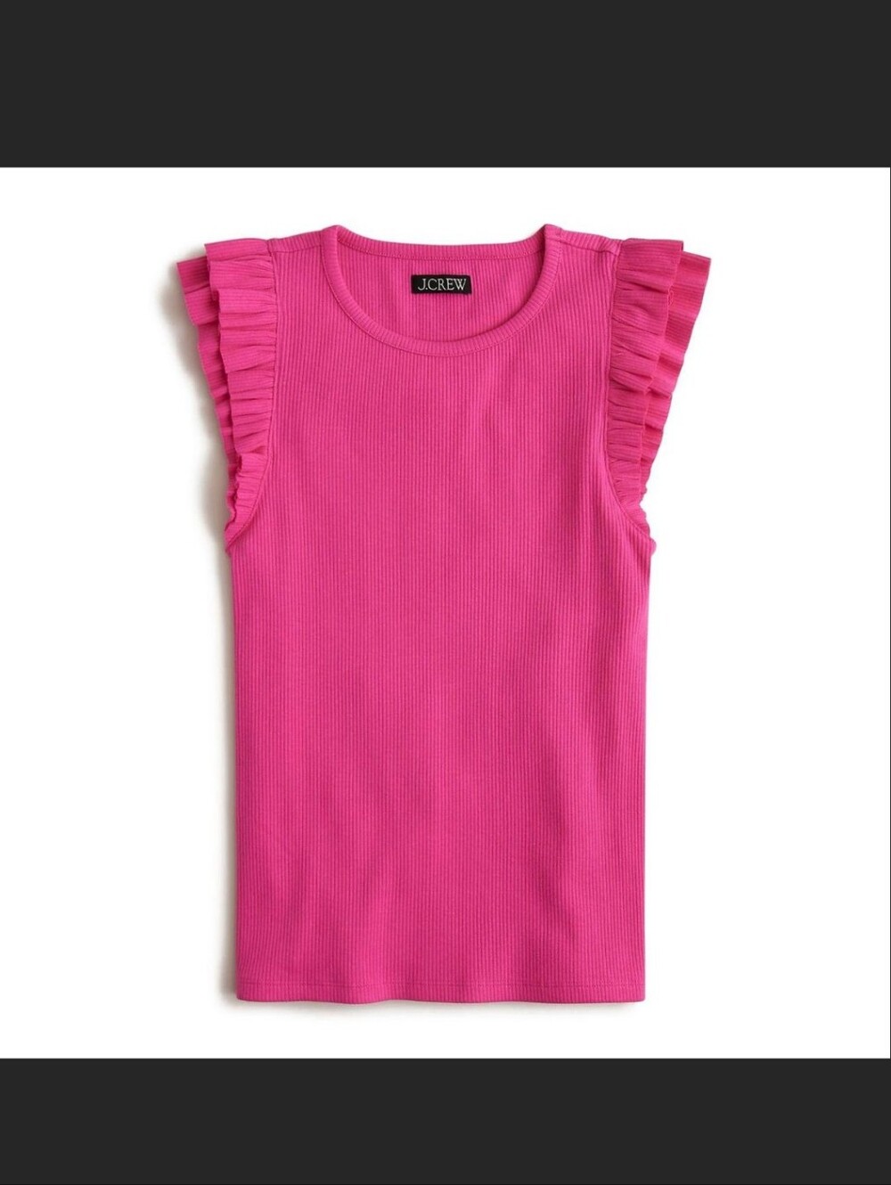 J.Crew Womens Fuchsia Pink Vintage rib ruffle-sleeve shirt Size Medium NEW